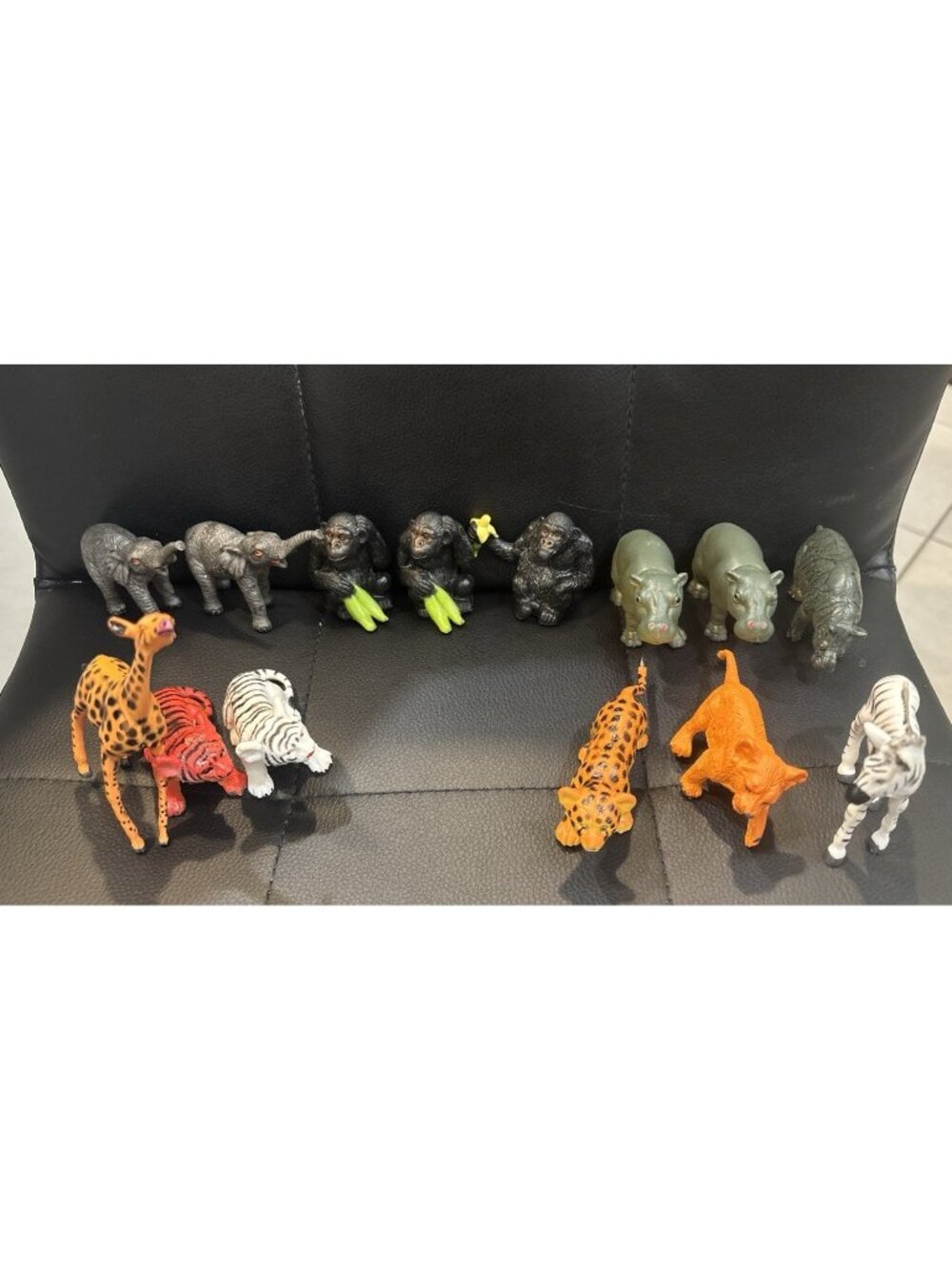 Lot of 14 Vintage 90s Safari Jungle Animal Figures Elephant Chimp Hippo Rhino